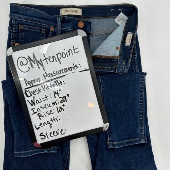 Madewell 10" High Rise Skinny Boho Classic Blue Stretch 26 Tall Denim Jeans - Picture 6 of 8